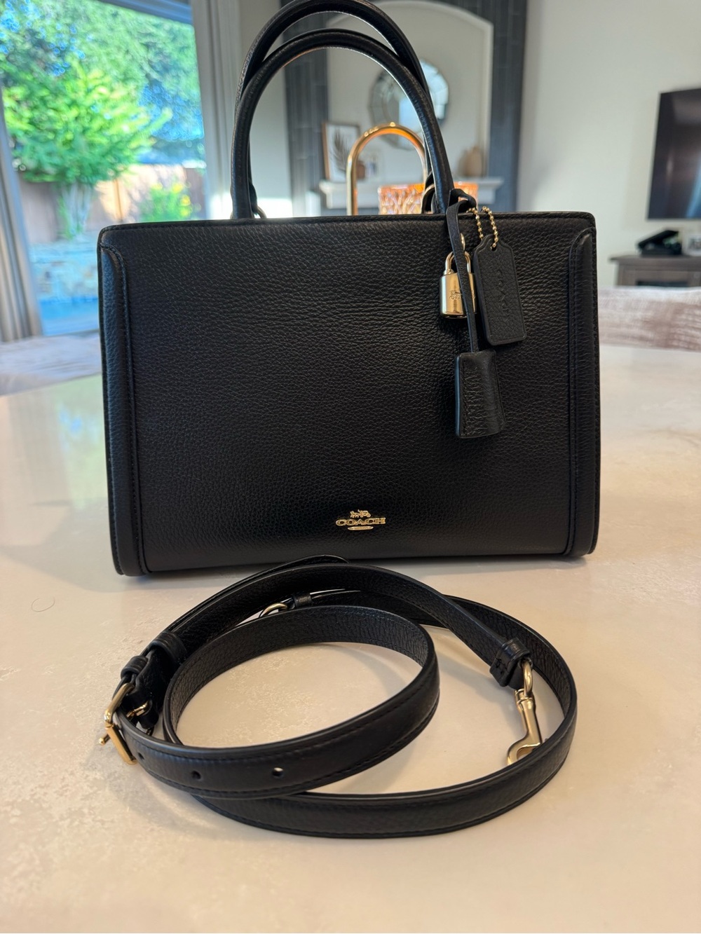 Coach Black Pebbled Leather Satchel with Gold Hardware - Picture 4 of 9